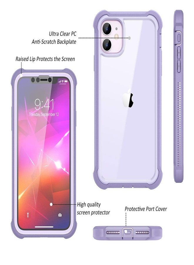ديكسنور جراب Dexnor لهاتف iPhone 11 مع واقي شاشة، شفاف، متين، يوفر حماية كاملة للجسم بزاوية 360 درجة، مقاوم للصدمات، غطاء خلفي صلب مزدوج الطبقات شديد التحمل، مناسب لهاتف iPhone 11 مقاس 6.1 بوصة - بنفسجي - Image 2