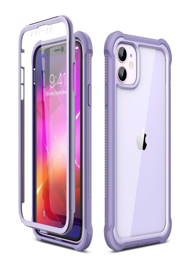 ديكسنور جراب Dexnor لهاتف iPhone 11 مع واقي شاشة، شفاف، متين، يوفر حماية كاملة للجسم بزاوية 360 درجة، مقاوم للصدمات، غطاء خلفي صلب مزدوج الطبقات شديد التحمل، مناسب لهاتف iPhone 11 مقاس 6.1 بوصة - بنفسجي - Image 1