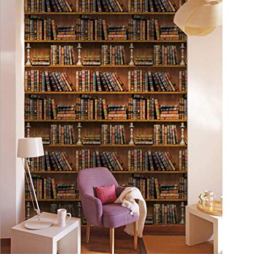Yija Self-Adhesive Vintage Bookshelf Peel-Stick Wallpaper Backsplash Shelf Liner Removable Door Vinyl Flooring Stickers 17.7inch by 98inch - Image 4