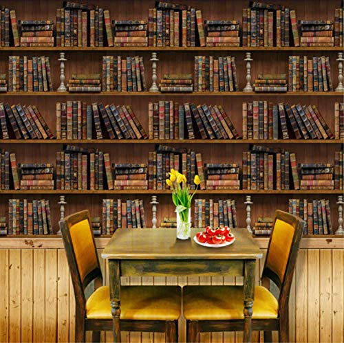 Yija Self-Adhesive Vintage Bookshelf Peel-Stick Wallpaper Backsplash Shelf Liner Removable Door Vinyl Flooring Stickers 17.7inch by 98inch - Image 2