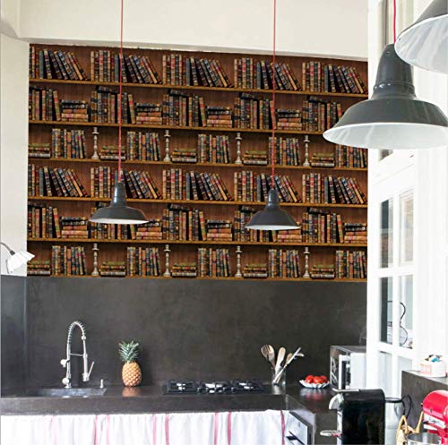 Yija Self-Adhesive Vintage Bookshelf Peel-Stick Wallpaper Backsplash Shelf Liner Removable Door Vinyl Flooring Stickers 17.7inch by 98inch - Image 5