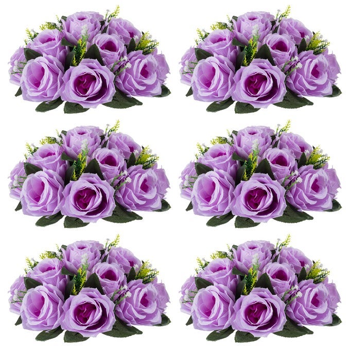 ARTIFICIAL FLOWER CENTREPIECES FOR TABLES 6 PCS LILAC FAKE FLOWERS ROSES BALLS 95IN DIAMETER SILK FAUX ROSE ARRANGEMENT FOR WEDDING PARTY CENTERPIECE TABLE DECOR