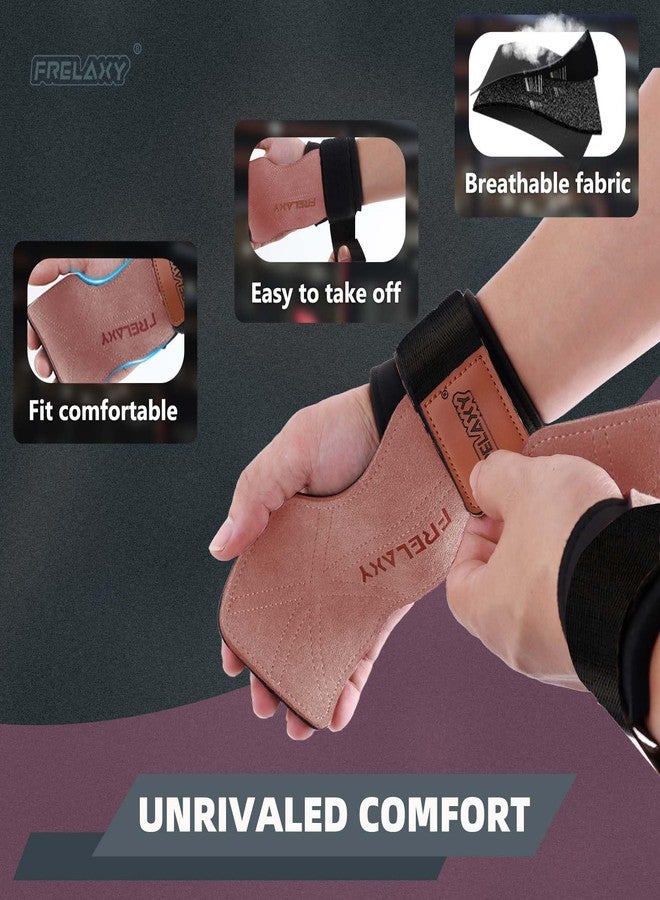 Frelaxy Lifting Wrist Straps Women and Men, Weight Lifting Grips with Cushion Wrist Loop, Double Layer Leather and Storage Pouch, Gym Workout Straps for Deadlift and Powerlifting (Pink/Black) - Image 5