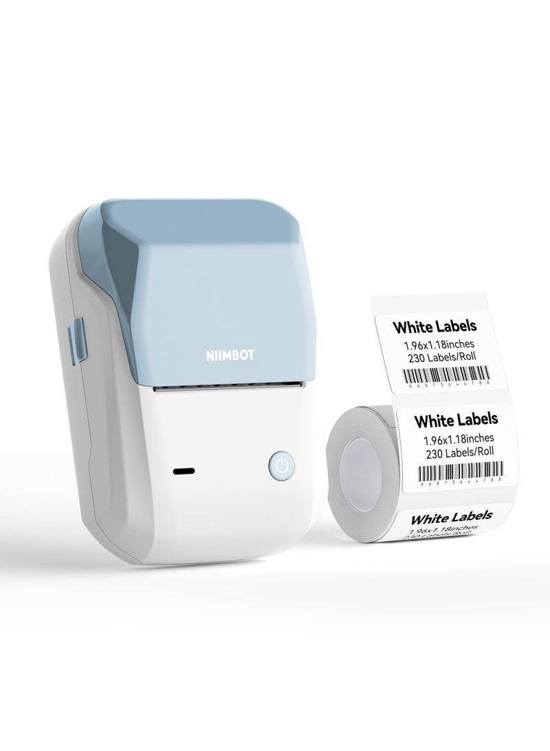 نيمبوت طابعة ملصقات بلوتوث لاسلكية B1 مع لفة واحدة 50*30 مم ملصق أبيض وكابل USB، صانع ملصقات محمول بدون حبر، مثالية للسوبرماركت والمتاجر وطباعه الباركود في المنزل - Image 1