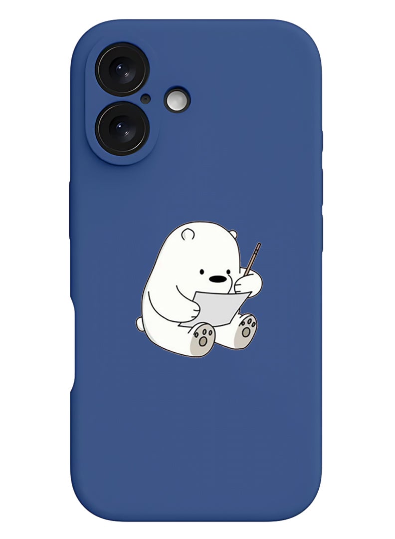 Theodor Protective Slim Fit Case Liquid Silicone Cover with Full Body Protection Anti-Scratch Shockproof Case For Apple iPhone 17 (Blue) Panda writing - Image 1