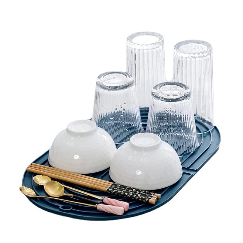 HARI® Silicone Dish Drying Mat Large Draining Mat Eco-Friendly Drainer Mat, Pot Mat Dishwasher Safe Trivet (Blue) - Image 3