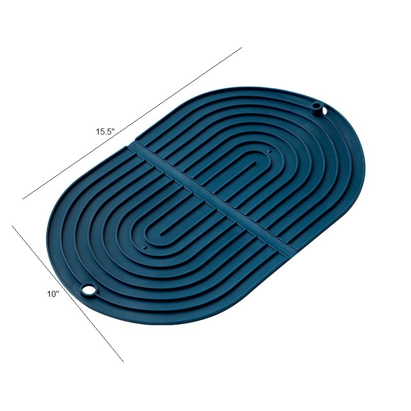 HARI® Silicone Dish Drying Mat Large Draining Mat Eco-Friendly Drainer Mat, Pot Mat Dishwasher Safe Trivet (Blue) - Image 2