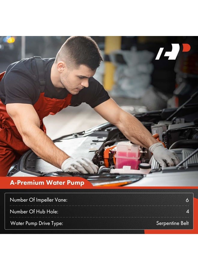A-Premium Water Pump W/Gasket [DOHC, 6Cyl 2.8 3.0 3.6L] Compatible with Chevy & GMC & Cadillac & Buick & Pontiac & Saab & Suzuki & Saturn, for Camaro, Equinox, Colorado, SRX, LaCrosse, Allure & More - Image 2