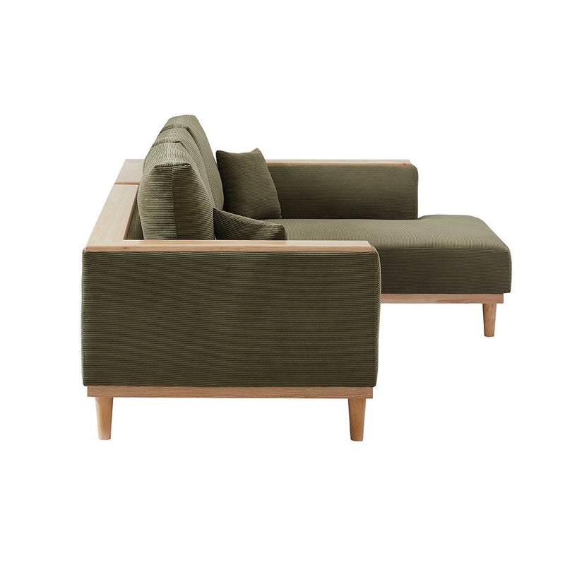 DANUBE HOME Orson Fabric Right Corner Sofa | Modern Design L Shape Corner Sofas | Comfortable Living Room Furniture L163xW92xH88cm - Olive - Image 3