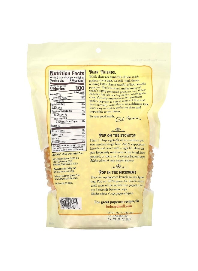 Bobs red mill Bob's Red Mill, Yellow Popcorn, 1 lb 14 oz (850 g) - Image 2