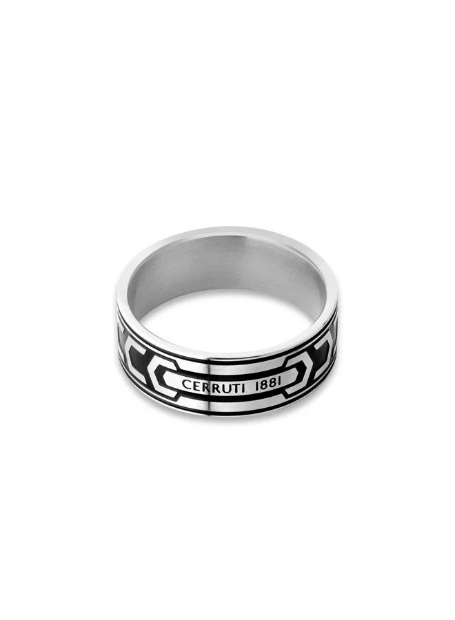 CERRUTI 1881 Bold Black and Silver Finger Ring For Men
