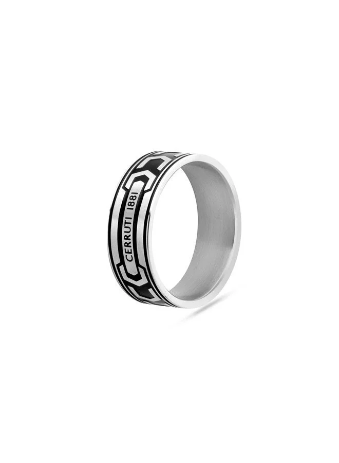 CERRUTI 1881 Bold Black and Silver Finger Ring For Men