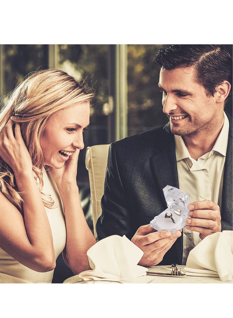 Excefore صناديق هدايا خواتم كريستالية - 12 قطعة صندوق تخزين مجوهرات أقراط مربعة مع إدراج رغوي للاقتراح، الخطوبة، الزفاف - Image 4