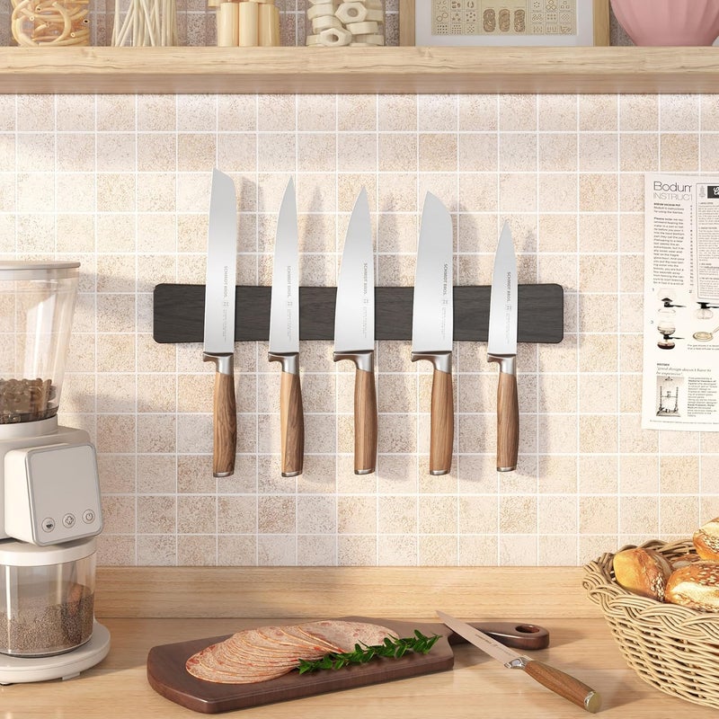 Wisuce Essentials Magnetic Knife Holder for Wall, 16" Acacia Wood No Drill Knife Magnet Strip Use as Tool Key Storage Knife Bar, Powerful Wall Mounted Magnetic Knife Rack for Refrigerator & Kitchen Utensil Organizer - Image 2