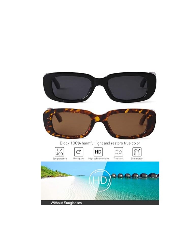 GUDOO نظارات شمسية ريترو مستطيلة عتيقة رائعة صغيرة مربعة نظارات شمسية للحماية من الأشعة فوق البنفسجية 90S إطار مربع ضيق جمالي مستقطب - Image 2