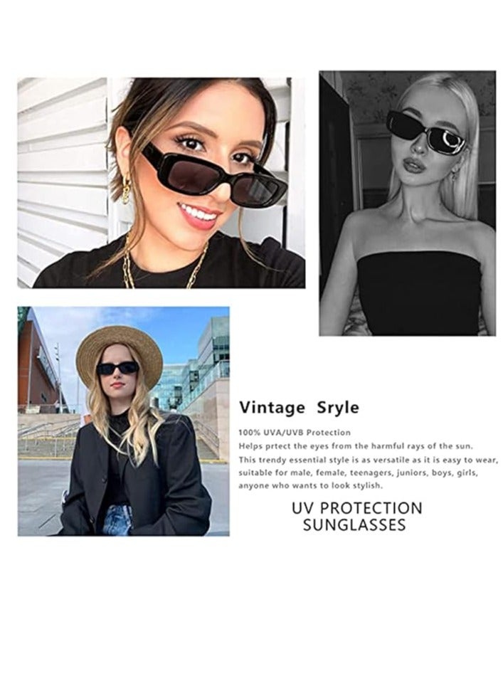 GUDOO نظارات شمسية ريترو مستطيلة عتيقة رائعة صغيرة مربعة نظارات شمسية للحماية من الأشعة فوق البنفسجية 90S إطار مربع ضيق جمالي مستقطب - Image 3