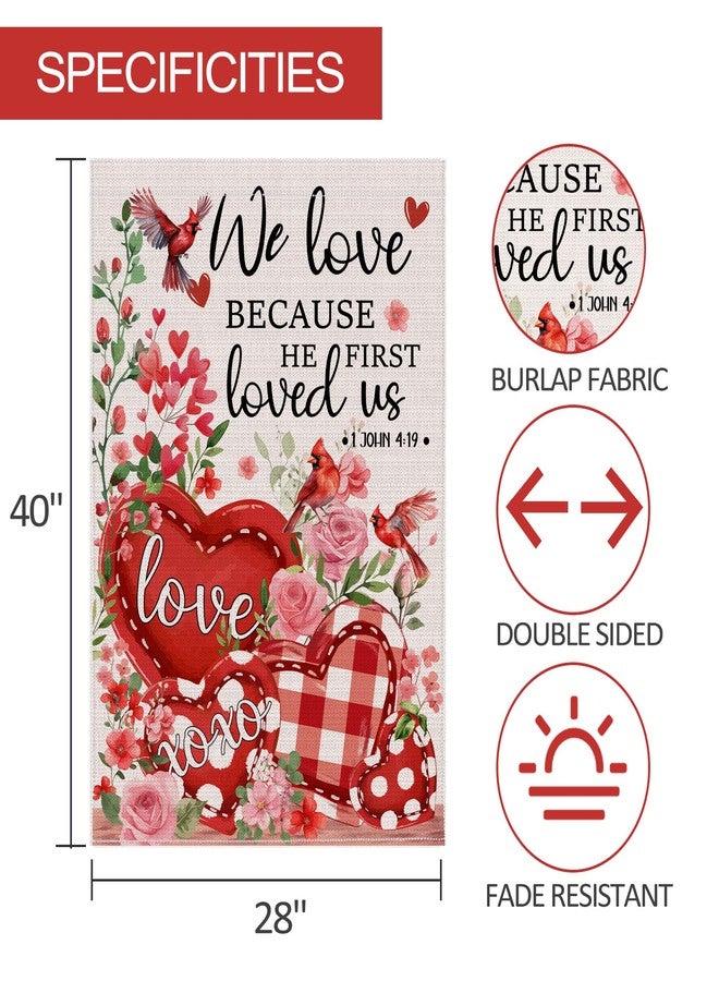 JNDJE Happy Valentines Day Flag, Valentines House Flag 28x40 Double Sided, Valentines Flags Love Heart Signs Anniversary Yard Outdoor Home Decorations - Image 2