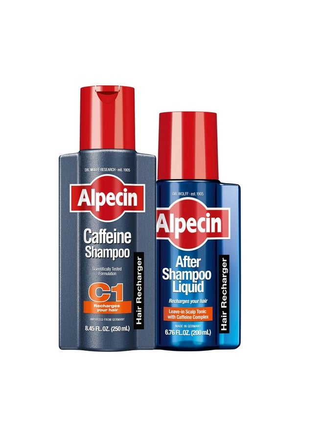 Alpecin Alpecin C1 Caffeine Shampoo 8.45 fl oz + Alpecin After Shampoo Liquid 6.76 fl oz, Men's Natural Hair Growth Shampoo and Scalp Tonic for Thinning Hair  - Image 1