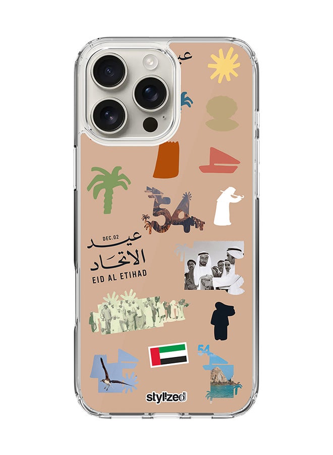 Stylizedd for iPhone 16 Pro Max Case [Compatible with MagSafe] Slim Magnetic cover Clear Phone Case - Eid Al Etihad 54th UAE National Day, Brown - Image 1
