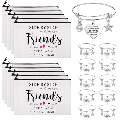 Abbylike 20 Pieces Friends Group Gifts Bulk for Women Friendship Bracelets Makeup Bags Christmas Friendsgiving Long Distance Presents for White Elephant Gifts for Friends Birthday Family Sister - Image 1