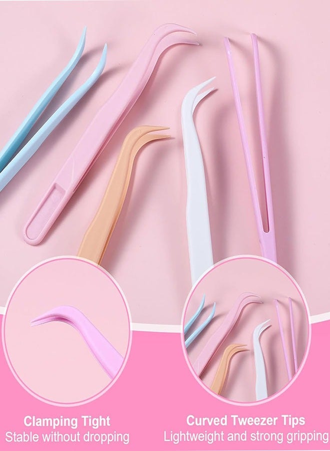 ملاقط بلاستيكية للأطفال، 25 قطعة ملاقط لصناعة المجوهرات بالخرز الحرفية متعددة الأغراض، ملقط متعدد الأغراض، أدوات صنع المجوهرات ذات الطرف المنحني لصنع ملصقات الحرف اليدوية اليدوية ملصقات الخبز تزيين الزواحف - Image 3