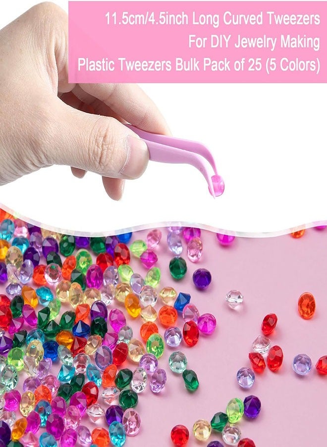 ملاقط بلاستيكية للأطفال، 25 قطعة ملاقط لصناعة المجوهرات بالخرز الحرفية متعددة الأغراض، ملقط متعدد الأغراض، أدوات صنع المجوهرات ذات الطرف المنحني لصنع ملصقات الحرف اليدوية اليدوية ملصقات الخبز تزيين الزواحف - Image 2