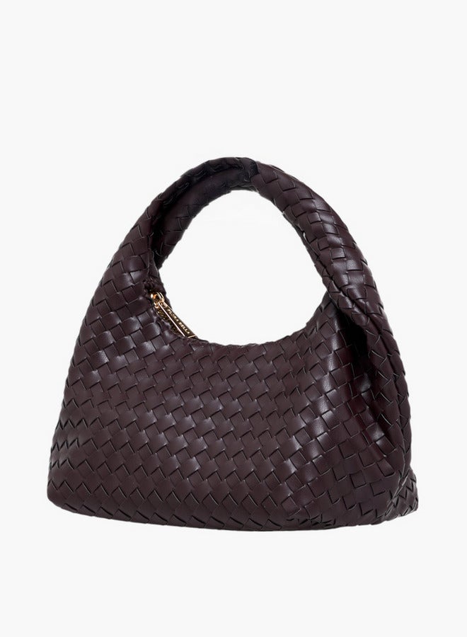 Flora Bella By Shoexpress Braided Hobo Bag with Handle and Zip Closure - Image 2