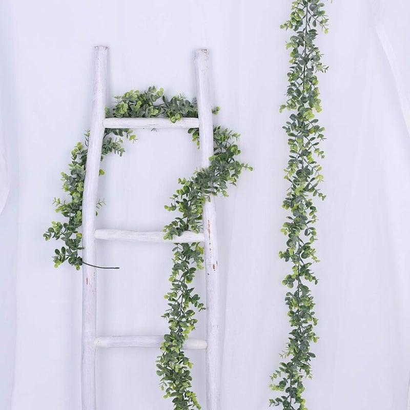 DearHouse Faux Eucalyptus Garland Plant, 2 Pack Artificial Vines Hanging Eucalyptus Leaves Greenery Garland for Wedding Backdrop Arch Wall Decor, 6 Feet/pcs UV Protected Indoor Outdoor - Image 5