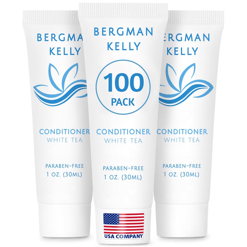 BERGMAN KELLY Hotel Conditioner (1 Fl Oz, 100 PK, White Tea), Delight Your Guests with Revitalizing and Refreshing White Tea Travel Conditioner, Quality Small Amenities Hotel Toiletries in Bulk - Image 1