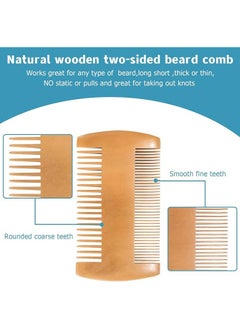 KHAJUL Wood  Beard Comb Brush Set Bristle Mustache Brush with Velvet Travel Pouch  - Image 4
