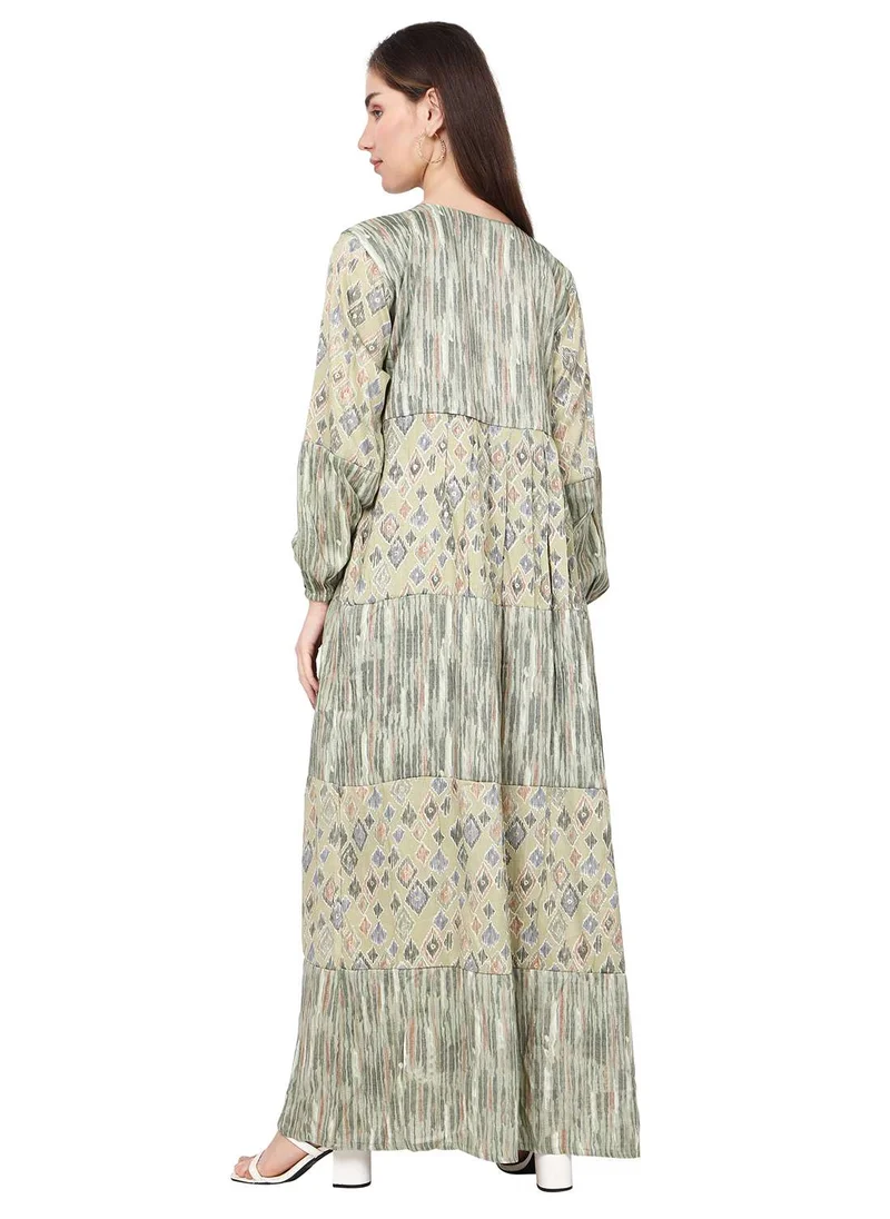 HANA & SARA LONG VISCOSE EMBROIDERED PRINTED SIMPLE ELEGANT ARABIC KAFTAN JALABIYA DRESS