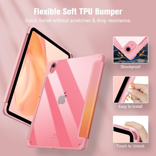 Fintie Hybrid Slim Case for iPad (A16) 11th Generation 11 Inch (2025), iPad 10th Generation 10.9 Inch (2022) - Shockproof Cover with Clear Transparent Back Shell & Pencil Holder, Sunset Ombre - Image 5