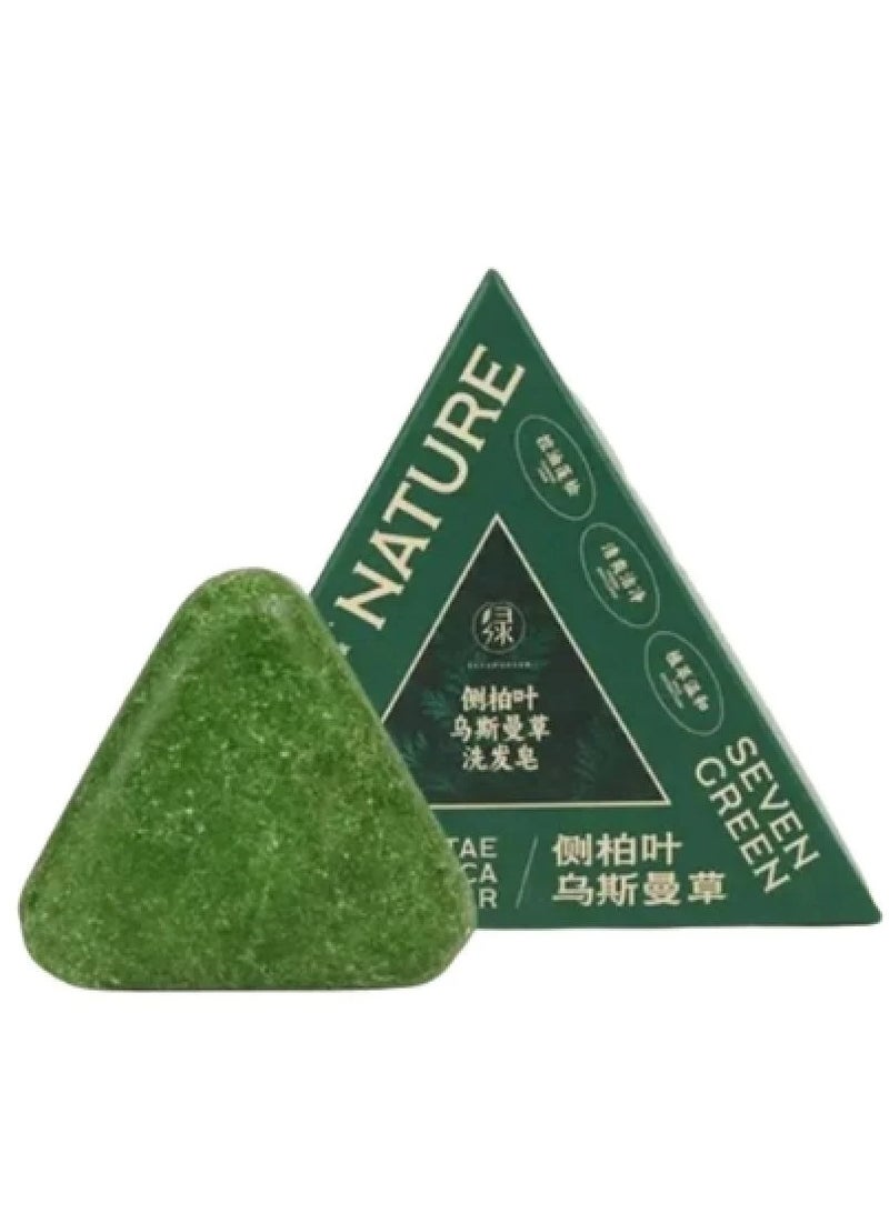 Nature Triangle Shampoo Bar, Nature Seven Green Soap Usman Grass Bar, Calming & Strengthens Hair for Women and Mens - Image 1