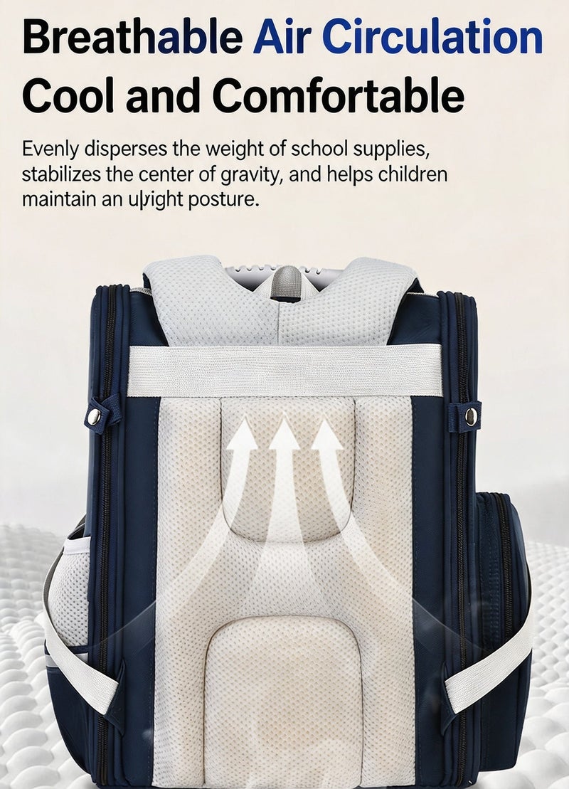 Ergonomic Kids School Backpack, Breathable Spine‑Protection Student Bookbag, Large Capacity Water‑Resistant Children Backpack with Reflective Strips for Primary School Boys Girls - Image 4