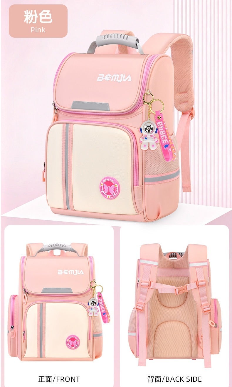 Ergonomic Kids School Backpack, Breathable Spine‑Protection Student Bookbag, Large Capacity Water‑Resistant Children Backpack with Reflective Strips for Primary School Boys Girls - Image 1