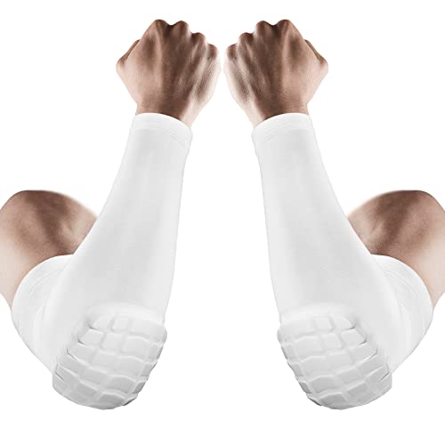AceList 2PCS Elbow Pads with Padded Compression Shield Shape Arm Sleeves for Protection - Suitable for Basketball, Volleyball, Football, and More - Ideal for Adults, Youth, Girls, Men Women (White M) - Image 3