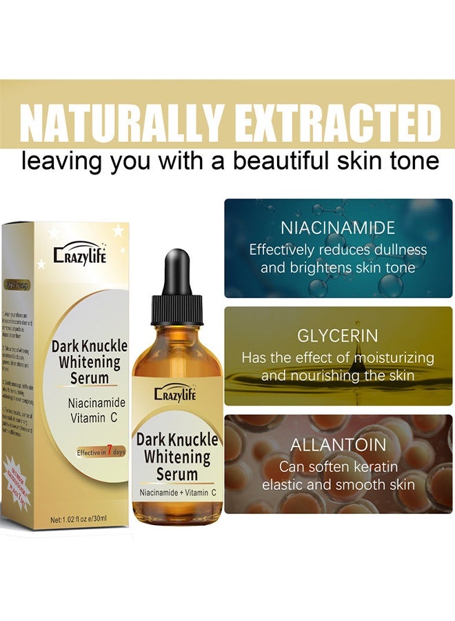 Crazylife Dark Knuckle Whitening Serum, Joint Darkening Serum, Acanthosis Nigricans Oil Dark Spot Corrector, Lighten And Repair Melanin, Skin Brightening Serum, Skin Care Removal Body Bleaching For Knuckle Elbows 30ml - Image 3