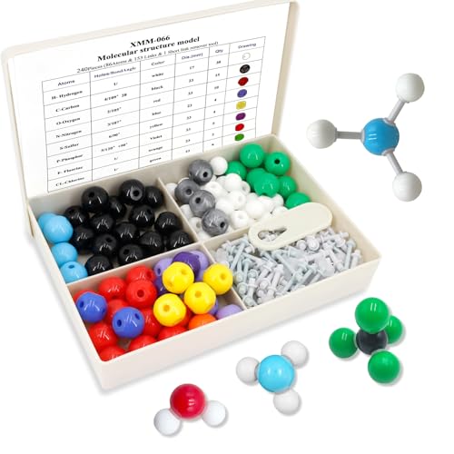 SHRJ 240Pcs Molecular Model Kit Inorganic Atomic Chemistry Element Set Organic Chemical Molecular Structure Model Building Kit Science Teaching Supplies Gifts for Teachers Friends Family Members - Image 1
