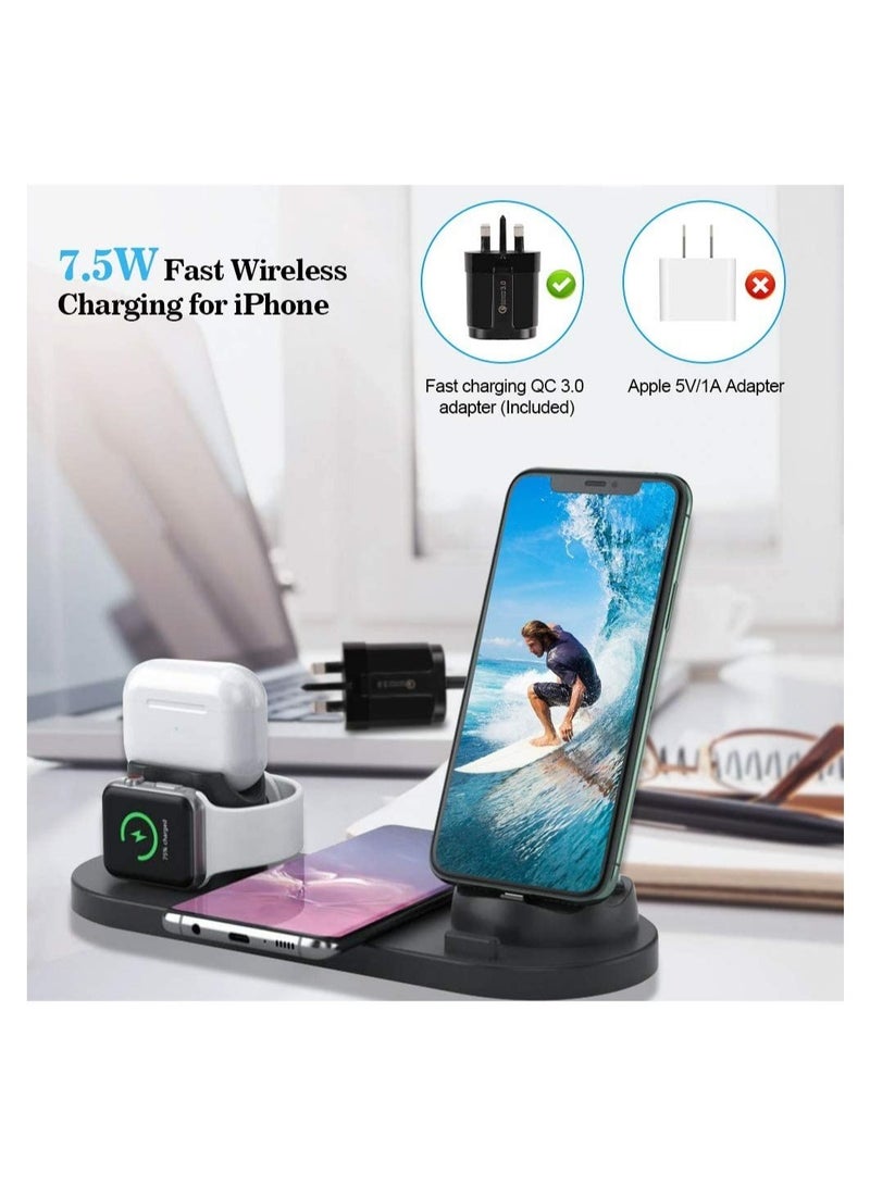 إلترازون 6 in 1 Wireless Fast Charging Stand for Apple Watch/AirPods/iPhone/ Samsung - Image 1