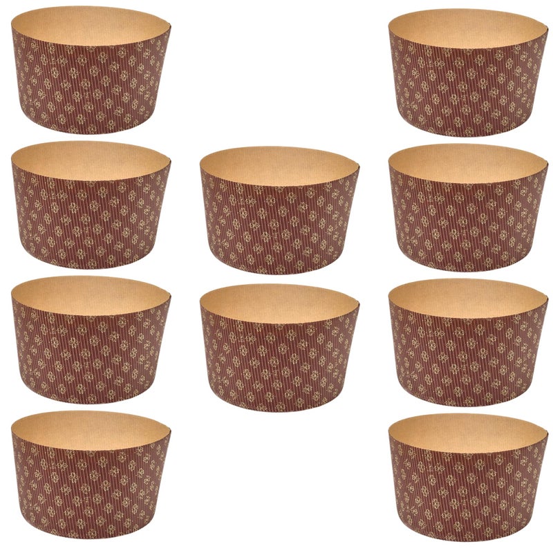 FAH FAMILY AT HOME Panettone Mould 1kg 10pcs  Panettone Cups Professional Pure Cellulose Corrugated Paper in Microwave Designed for Panettones Heat Resistant 220C 10