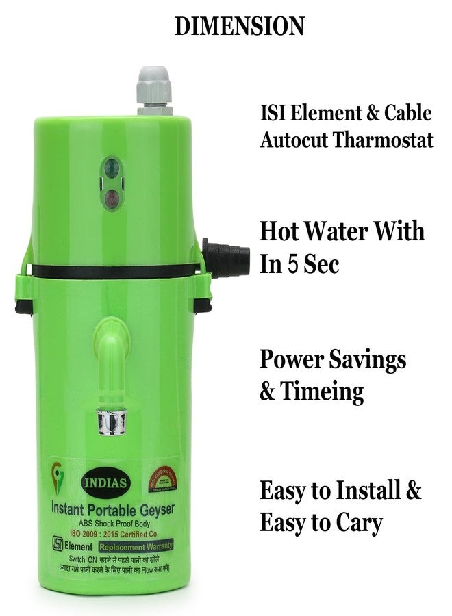 UltinoPro PORTABLE GEYSER 1.5 LITRE FITTED WITH AUTO-CUT THARMOSTAT ISI ELEMENT (ULTINO-PRO) (Green Clour) - Image 4
