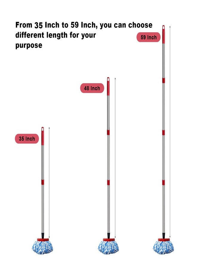 FunCee Spin Mop Replacement Handle - 4 Section Mop or Broom Handle/Stick Compatible with O Cedar Spin Mop Refills and Brooms, 30" to 59", American Threaded Joint End (Mop Head Not Included) - Image 4