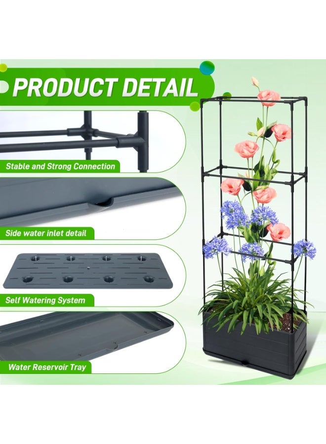 Luckam صندوق زراعة الطماطم المرتفع مع تعريشة، 43.4" قفص طماطم ذاتي الري للخضروات، الزهور والنباتات المتسلقة، زراعة داخلية وخارجية في الفناء، تجميع سهل (أخضر) - Image 4