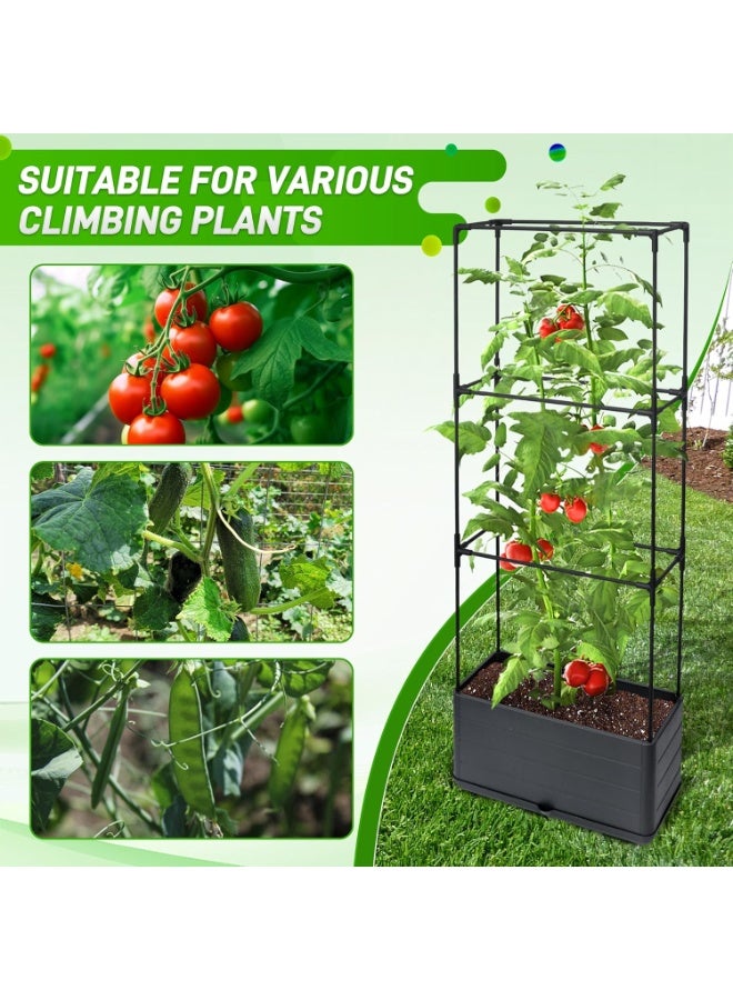 Luckam صندوق زراعة الطماطم المرتفع مع تعريشة، 43.4" قفص طماطم ذاتي الري للخضروات، الزهور والنباتات المتسلقة، زراعة داخلية وخارجية في الفناء، تجميع سهل (أخضر) - Image 3