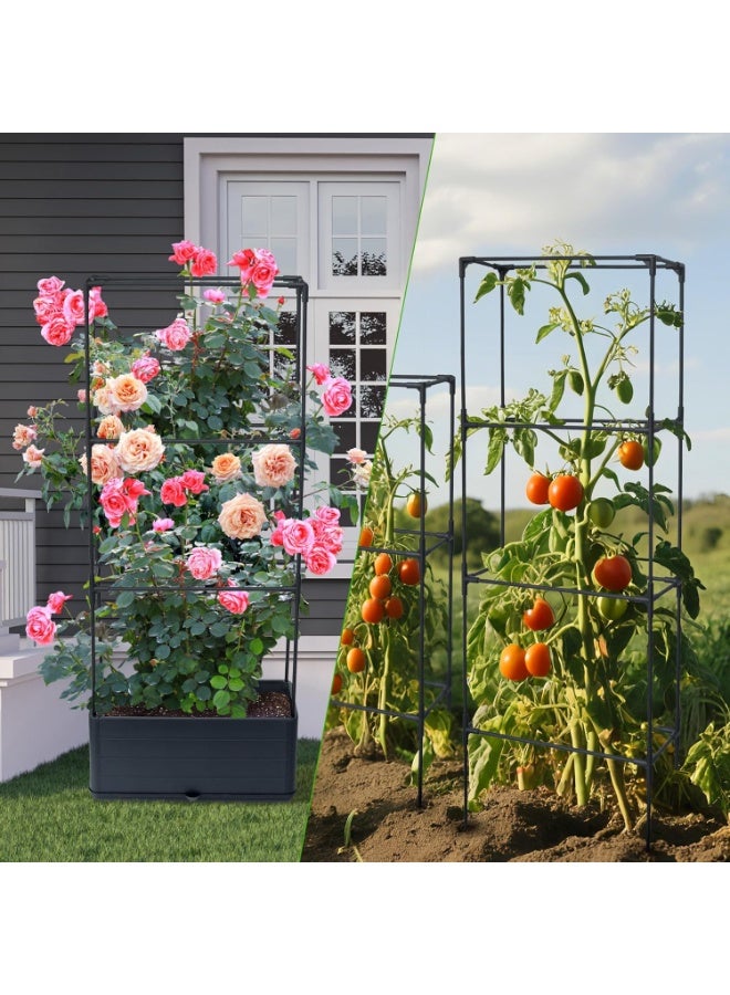 Luckam صندوق زراعة الطماطم المرتفع مع تعريشة، 43.4" قفص طماطم ذاتي الري للخضروات، الزهور والنباتات المتسلقة، زراعة داخلية وخارجية في الفناء، تجميع سهل (أخضر) - Image 2