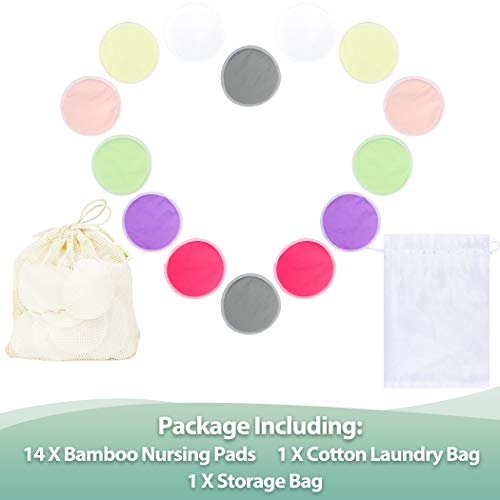 wegreeco Nursing Breast Pads (14 Pack)+Laundry Bag & Travel Storage Bag, 2 Sizes: 3.9/4.7inch - Washable & Reusable Breastfeeding Nursing Pads (Passion, Large, Daytime Use) - Image 2