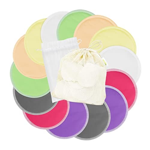 wegreeco Nursing Breast Pads (14 Pack)+Laundry Bag & Travel Storage Bag, 2 Sizes: 3.9/4.7inch - Washable & Reusable Breastfeeding Nursing Pads (Passion, Large, Daytime Use) - Image 1