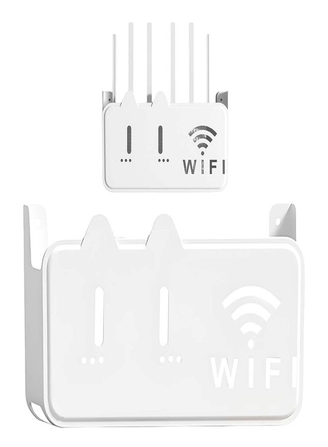 VIHANCO Wall Router Holder Case, No-Drill Wall Mounted Router Organizer Box, Self-Adhesive Peel & Stick WiFi Storage Case for Home Decor and Cable Organization - Image 1