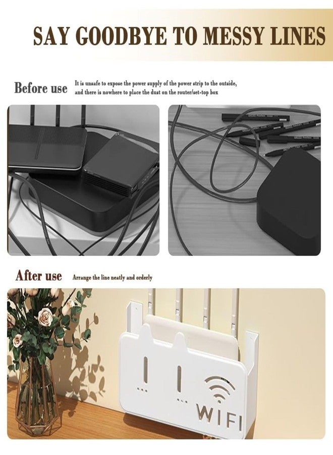 VIHANCO Wall Router Holder Case, No-Drill Wall Mounted Router Organizer Box, Self-Adhesive Peel & Stick WiFi Storage Case for Home Decor and Cable Organization - Image 3