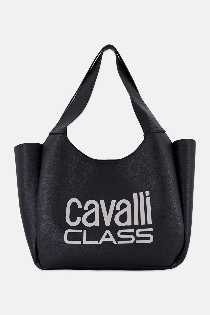 Cavalli Class Women Brand Logo Tote Bag, Black  - Image 1